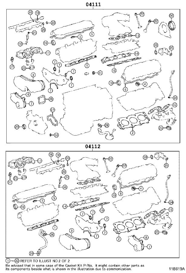 Lexus ES 300 Engine Cylinder Head Gasket Set. Gasket Kit, Engine Valve ...