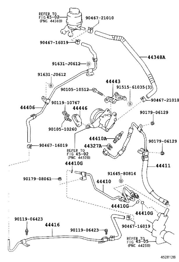 lexus ES 330 Power Steering Pressure Hose. Suspension, Line, Brakes ...