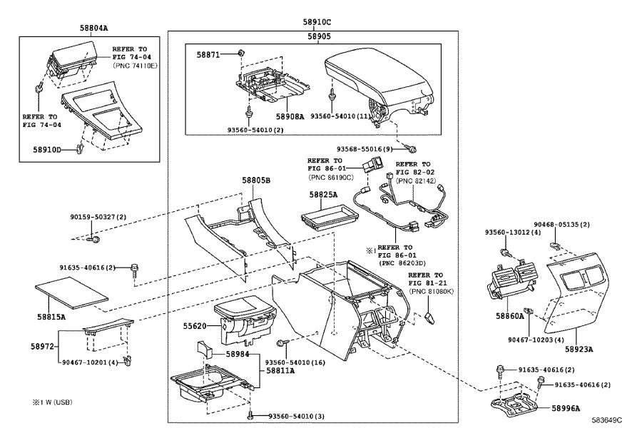 Lexus ES 350 Console Panel (Upper). BROWN - 5880433680E1 | Rallye Lexus ...