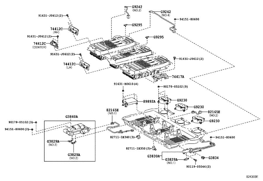 Lexus RX 400h Cover, wiring harness protector, no. 2. Battery